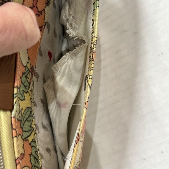 Crossbody Wallet  Crossbody Floral Retro Blossom Coated‎ Clutch Yellow Orange - Picture 7 of 10